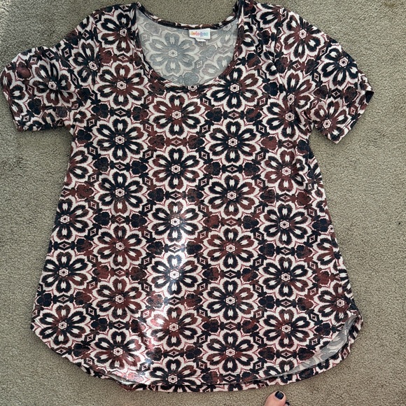 LuLaRoe Black and Brown Floral Blouse (Monroe) - Picture 1 of 6